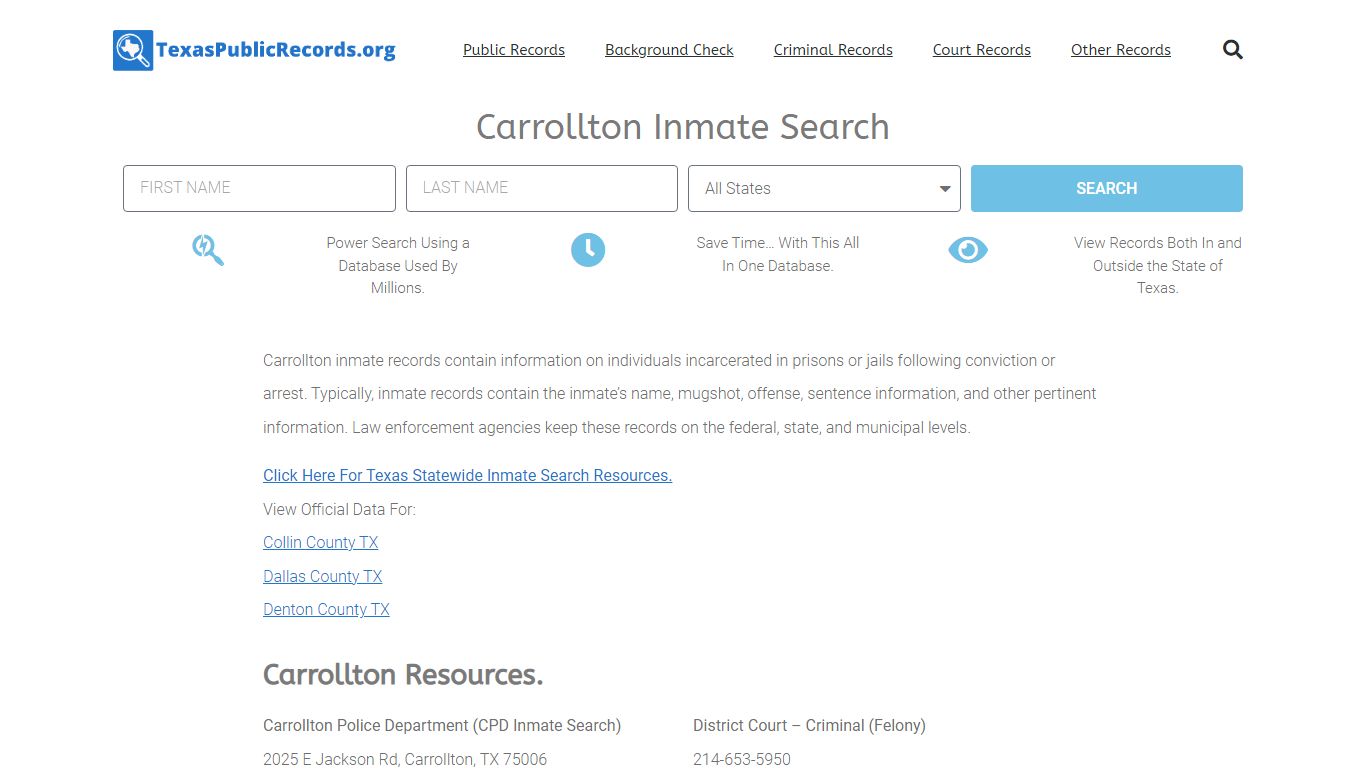 Carrollton Inmate Search - Texas Public Records